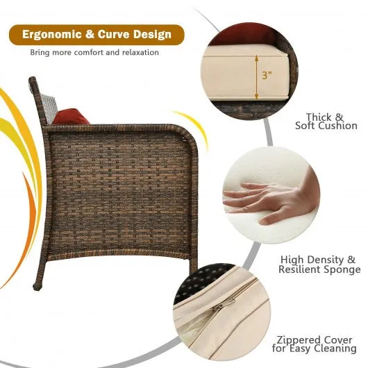 2-Piece Deluxe Cushioned Rattan Patio Furniture Set