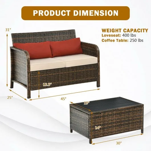 2-Piece Deluxe Cushioned Rattan Patio Furniture Set