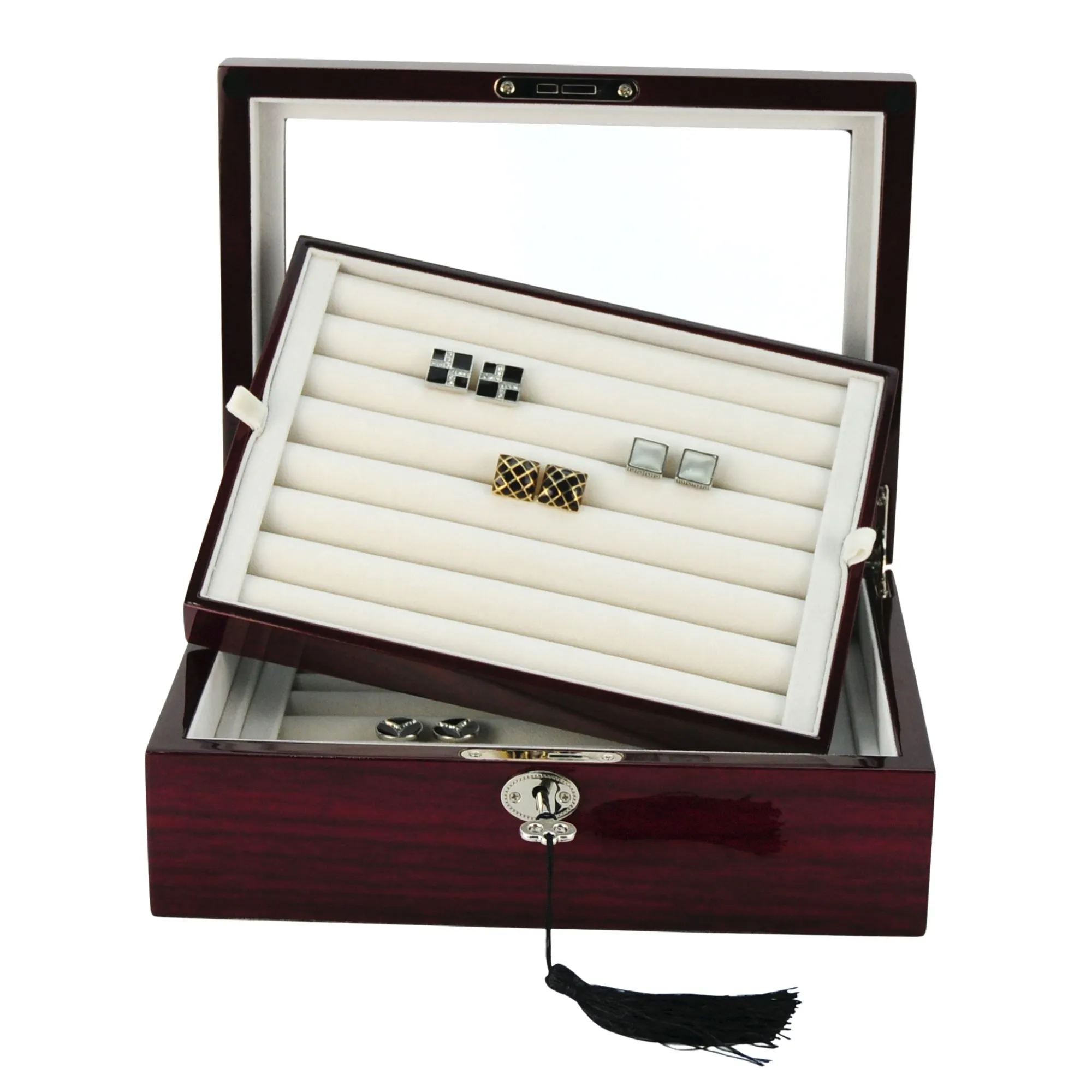 72 Pairs Cherry Wooden Cufflink Box