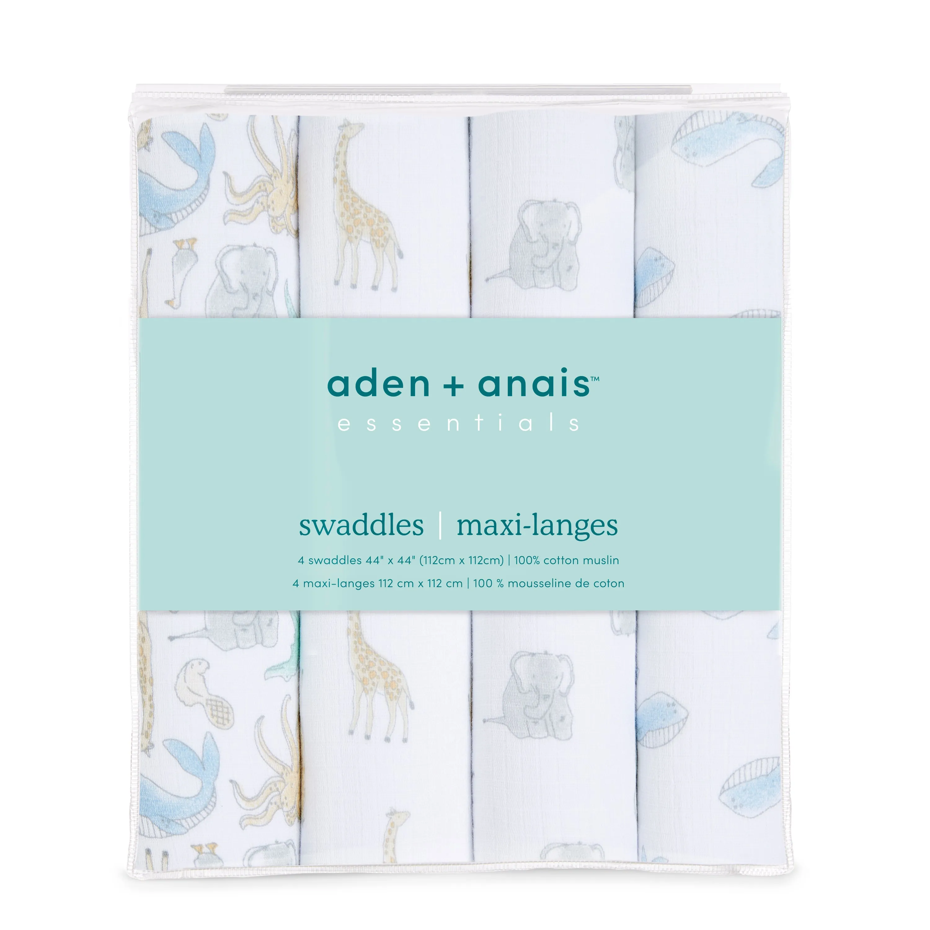 aden   anais Cotton Muslin Swaddles Natural History 4 pack Blanket