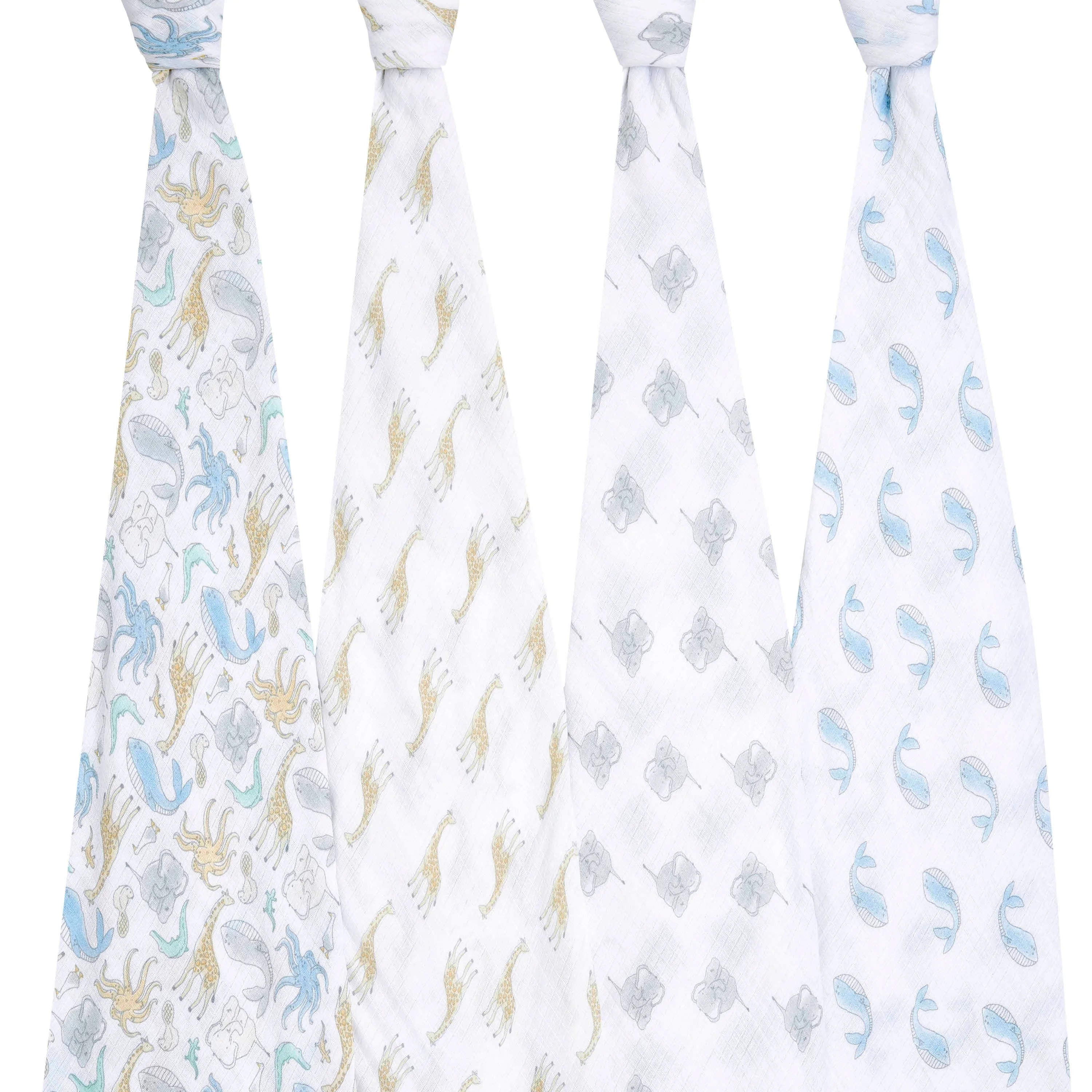 aden   anais Cotton Muslin Swaddles Natural History 4 pack Blanket