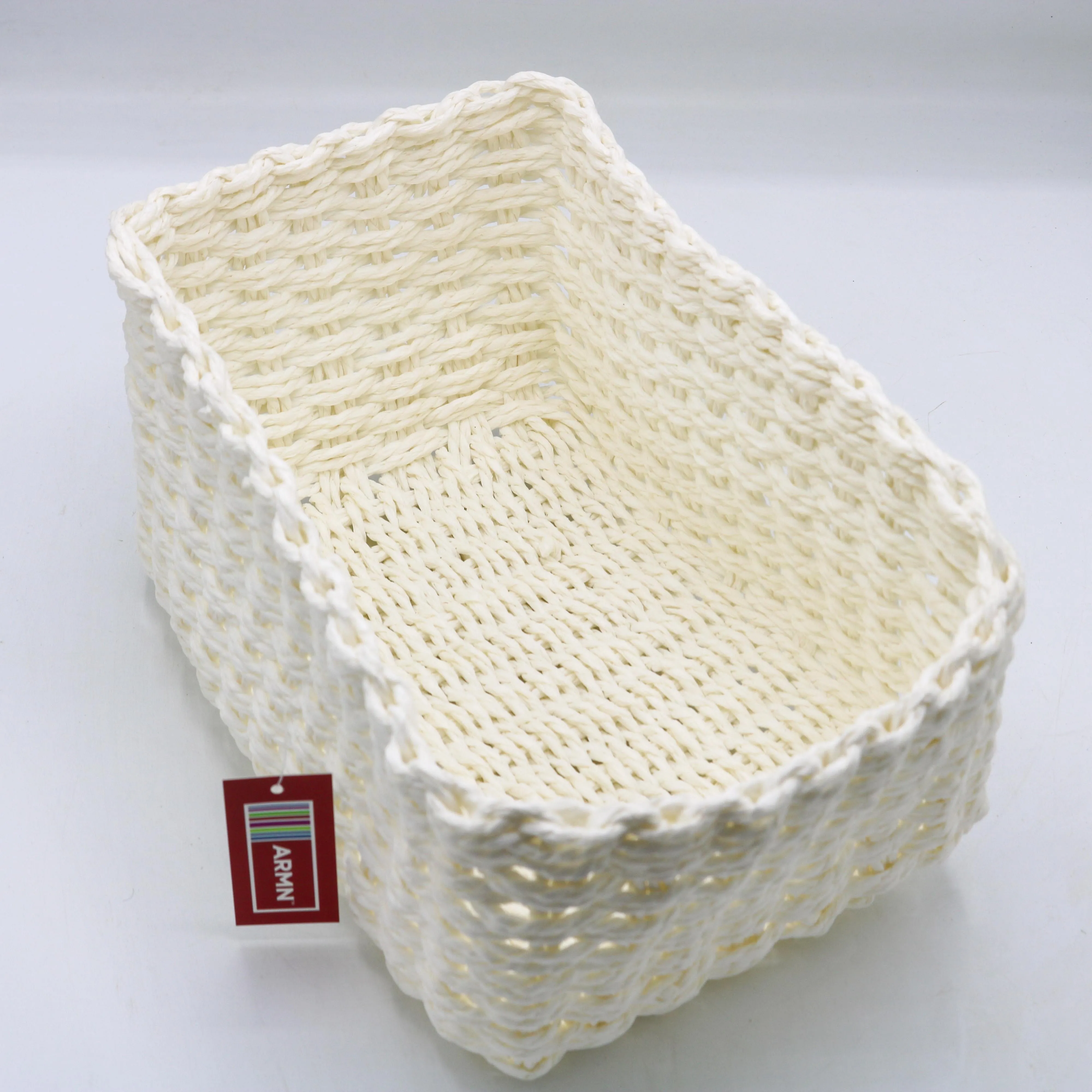 ARMN CHUNKY CROCHET RECTANGULAR TOWEL BASKET