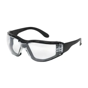 Bouton Optical 250-01-F020 Rimless Safety Glasses with Black Temple, Clear Lens, Foam Padding and Anti-Scratch / Anti-Fog Coating
