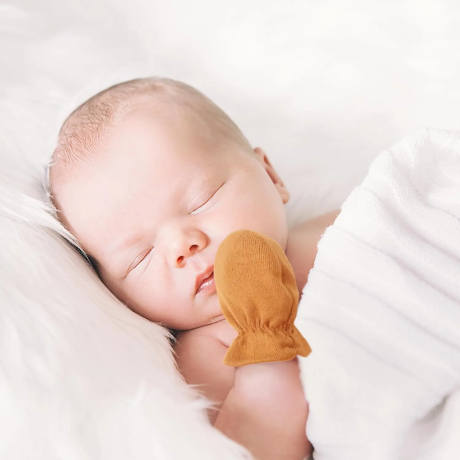BQUBO Newborn Infant Toddler Mittens No Scratch Cotton Elastic Wrist Gloves Hypoallergenic for 0-6 Months Baby Boys Girls