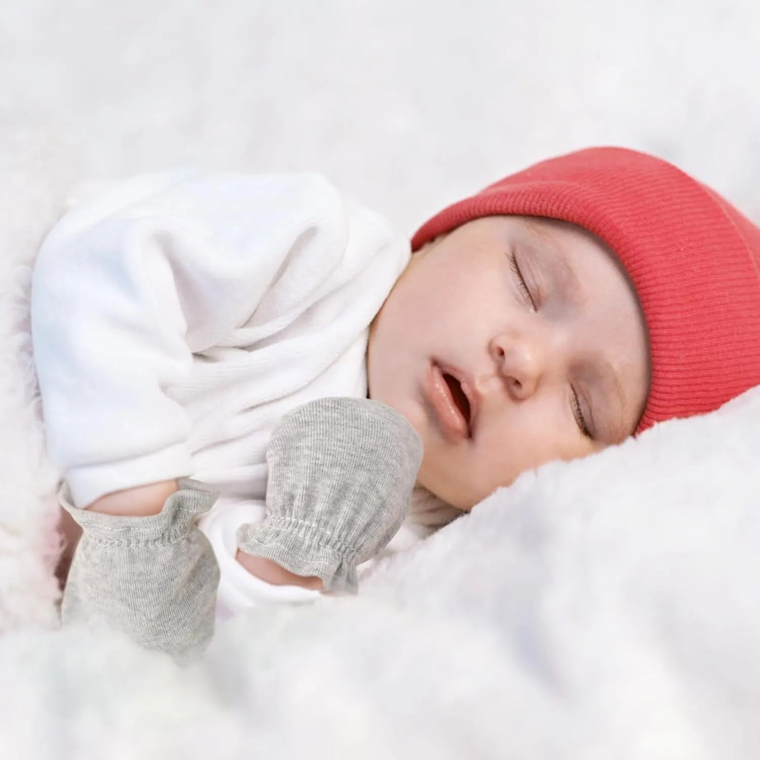 BQUBO Newborn Infant Toddler Mittens No Scratch Cotton Elastic Wrist Gloves Hypoallergenic for 0-6 Months Baby Boys Girls