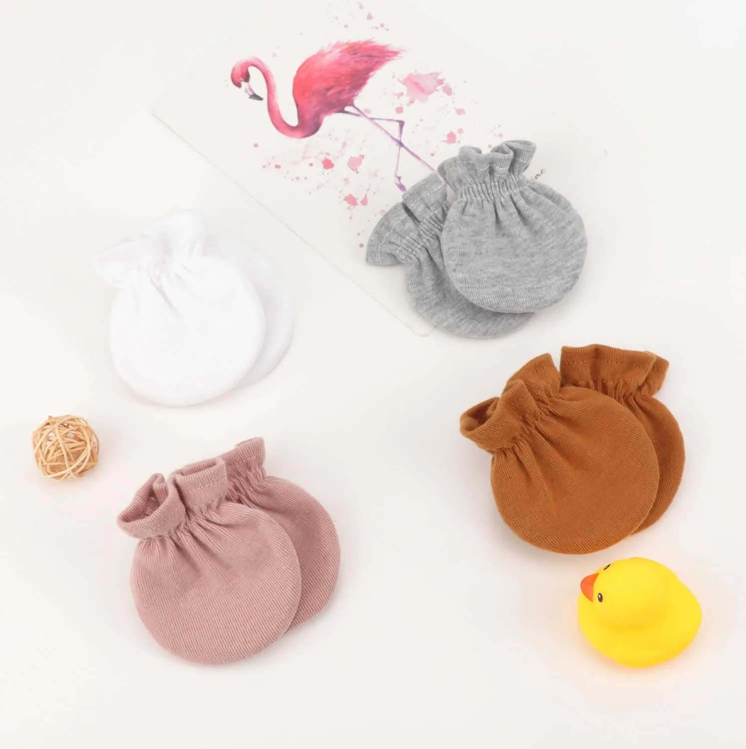 BQUBO Newborn Infant Toddler Mittens No Scratch Cotton Elastic Wrist Gloves Hypoallergenic for 0-6 Months Baby Boys Girls