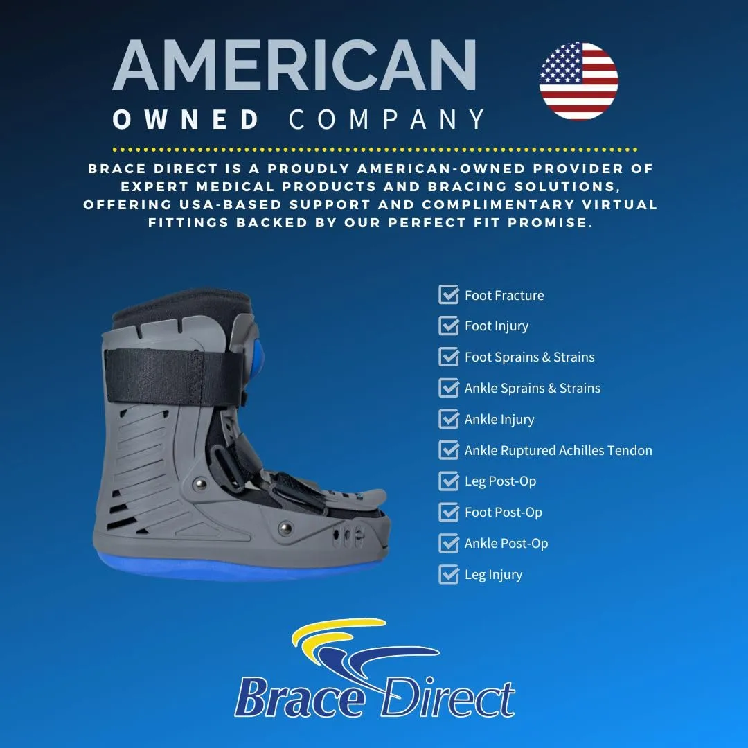 Brace Direct Lightweight Full Shell Walking Boot with Air Pump  Short Orthopedic Support for Foot & Ankle Fractures, Sprains, Achilles Tendonitis, Medium (US Shoe Men 7.5-10 / Women 8.5-11.5)