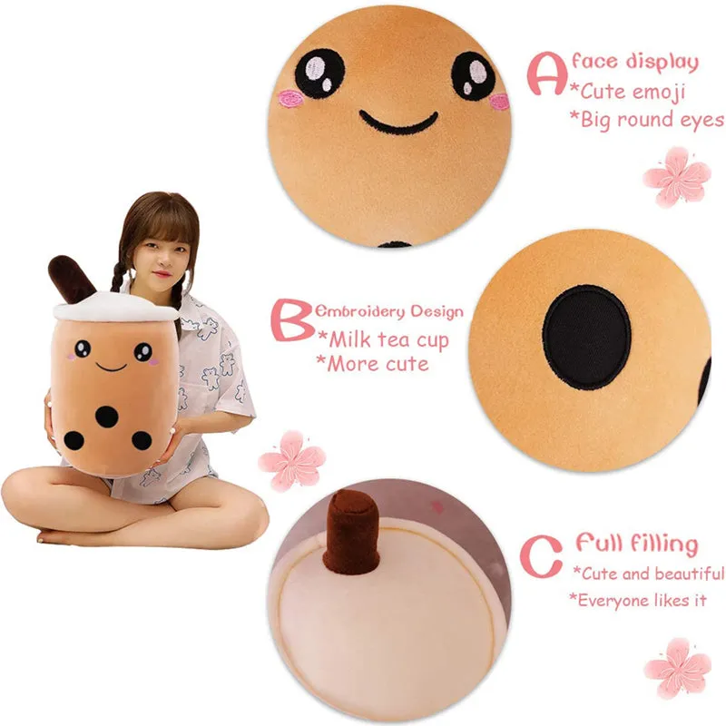 Bubble Tea Boba Pearl Milk Tea Plush Hug Pillow Toy