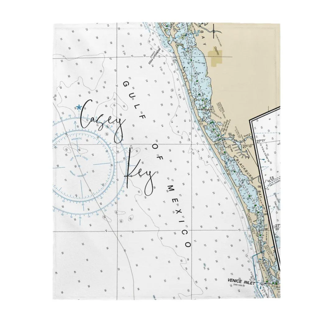 Casey Key Nautical White Blanket Velveteen Plush Blanket