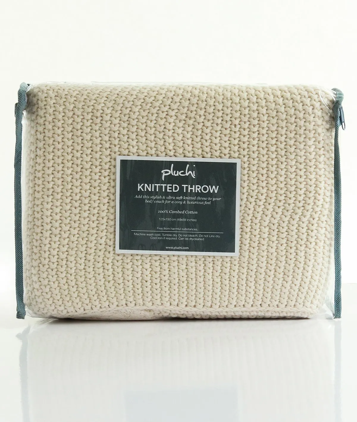 Chunky Seed Stitch - Natural Color 100% Cotton Knitted All Season AC Throw Blanket