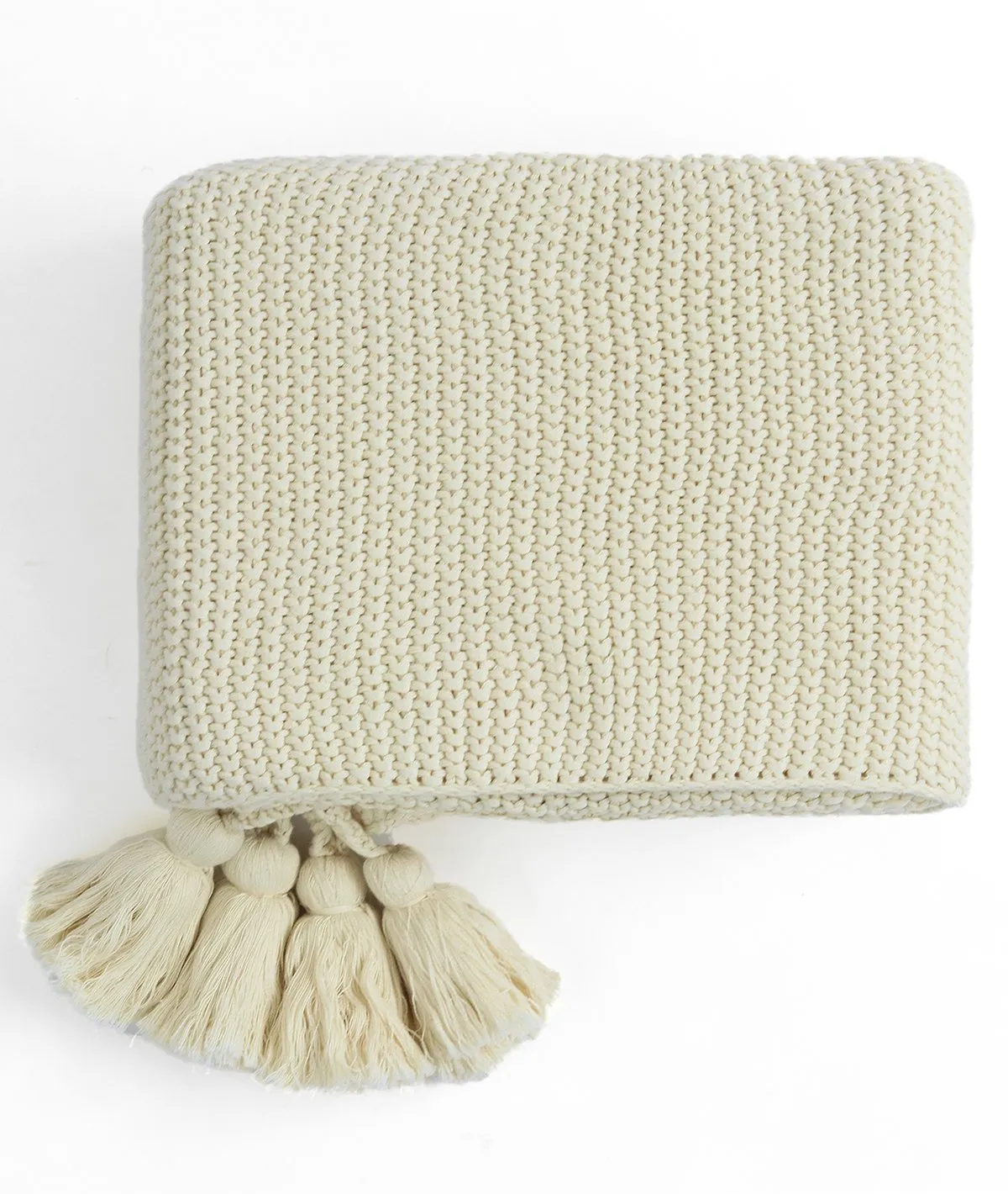 Chunky Seed Stitch - Natural Color 100% Cotton Knitted All Season AC Throw Blanket