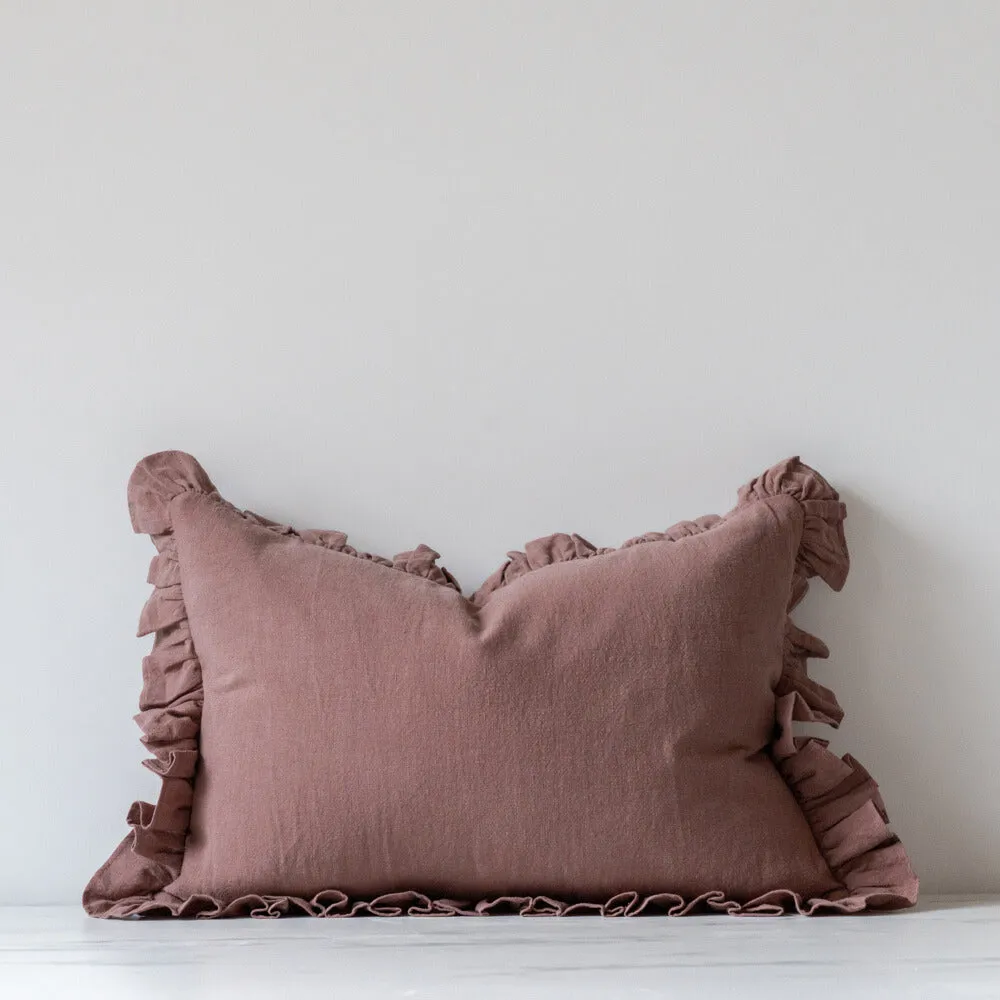 Cocoa Ruffle Pillow Cover