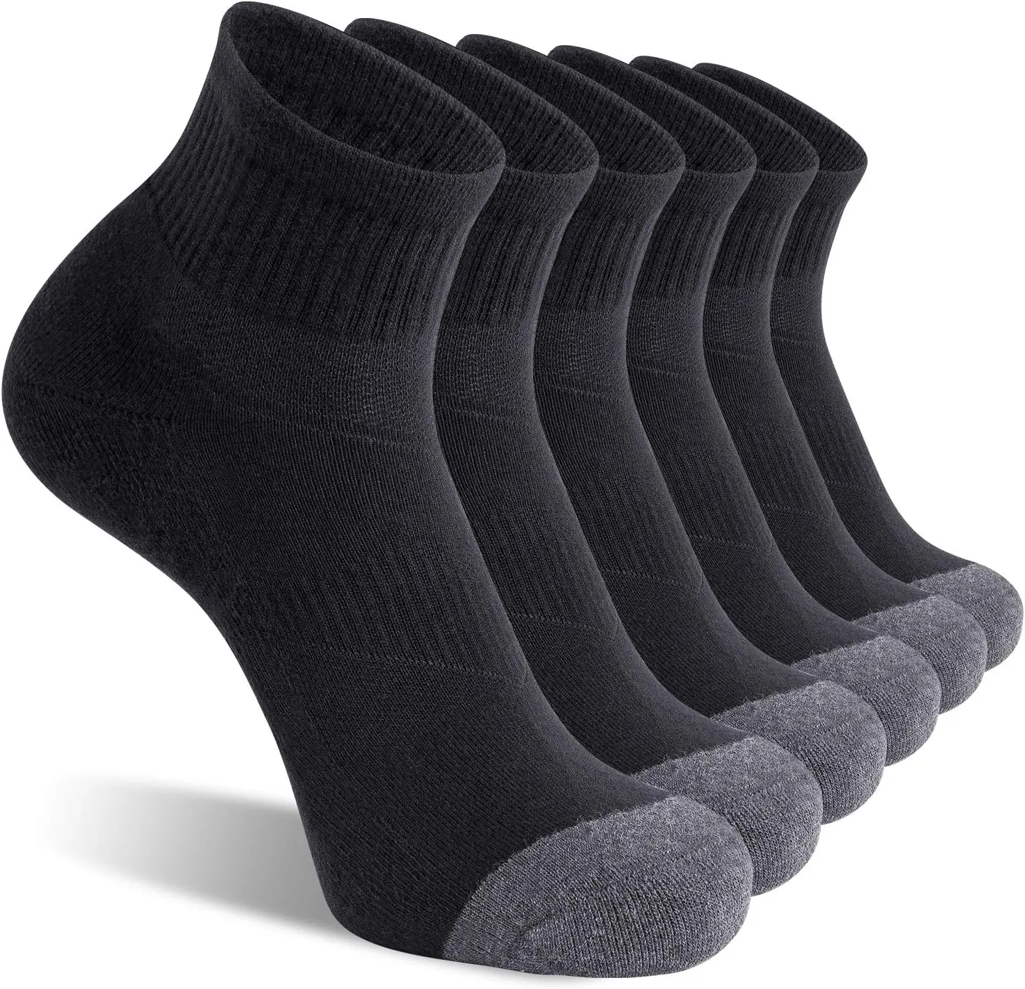 CS CELERSPORT 6 Pack Men's Ankle Socks with Cushion Athletic Running Socks