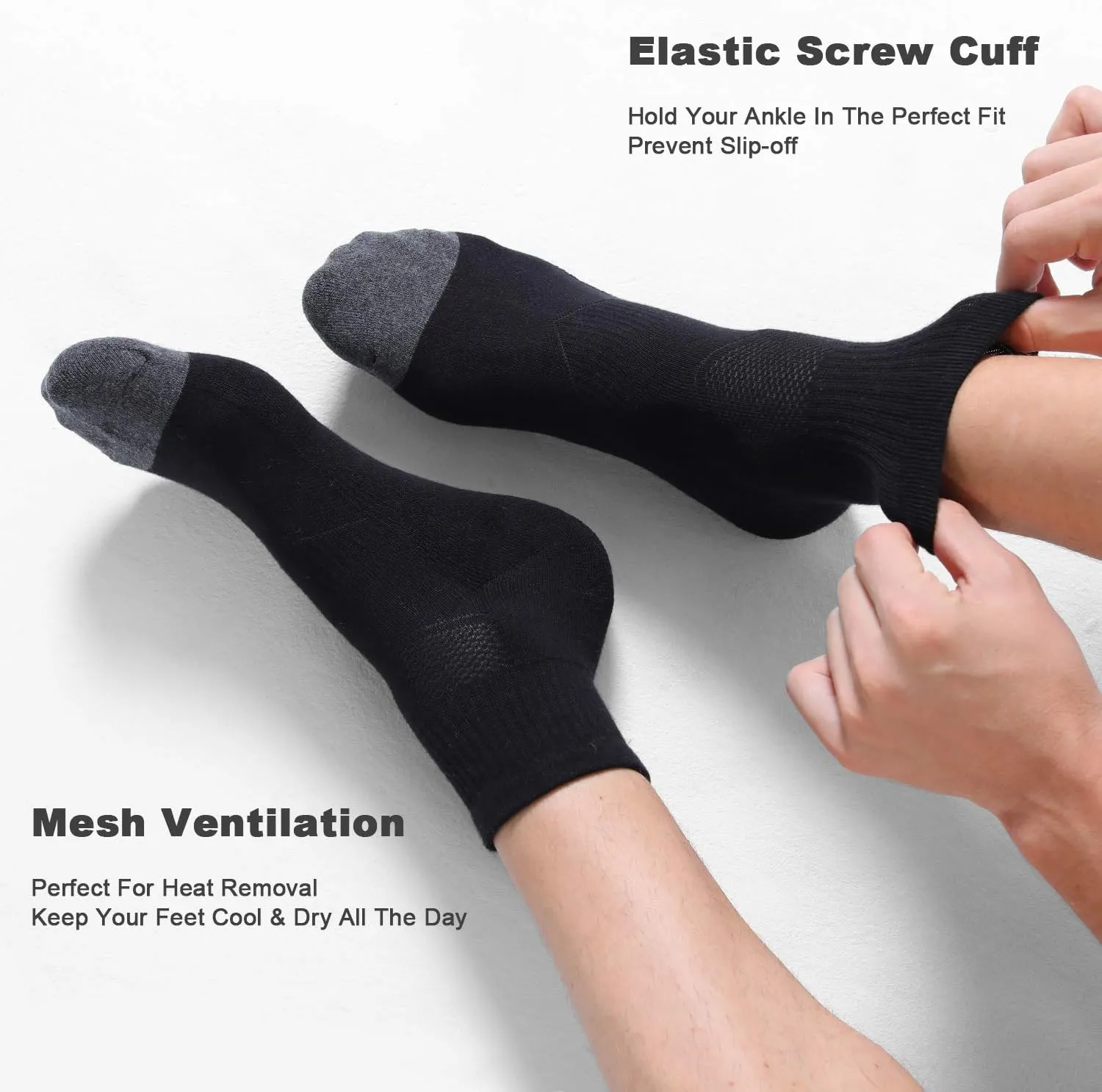 CS CELERSPORT 6 Pack Men's Ankle Socks with Cushion Athletic Running Socks