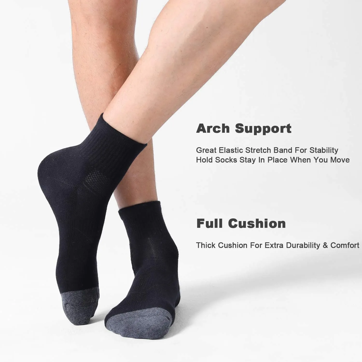 CS CELERSPORT 6 Pack Men's Ankle Socks with Cushion Athletic Running Socks