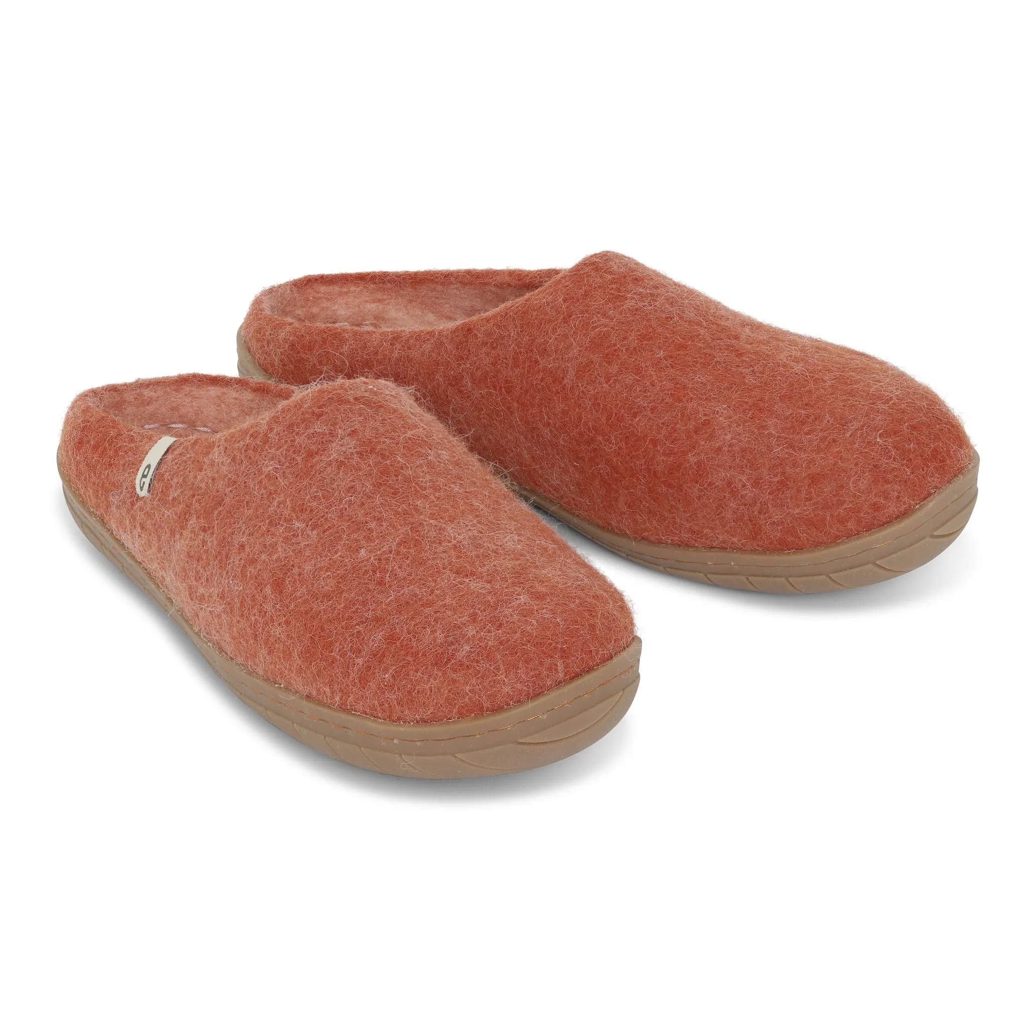 Egos Felted Wool Mule Slippers with Rubber Sole, Clay