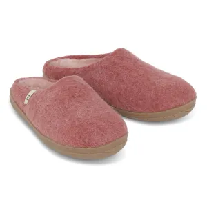 Egos Felted Wool Mule Slippers with Rubber Sole, Dusty Rose