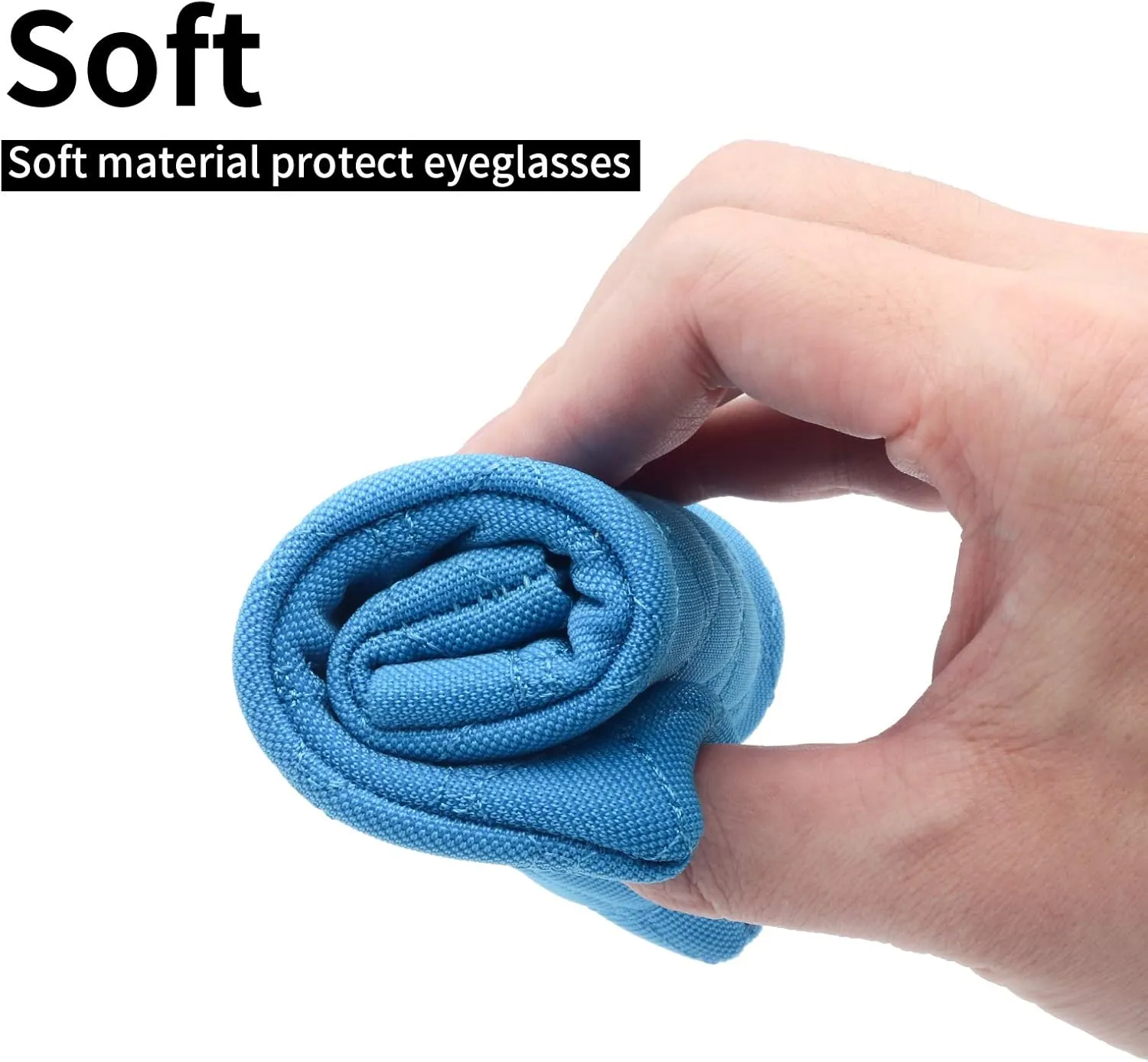 Face Shadow Double Glasses Case Soft Eyeglass Case For Women Men Squeeze Top Sunglasses Case With Cleaning Cloth