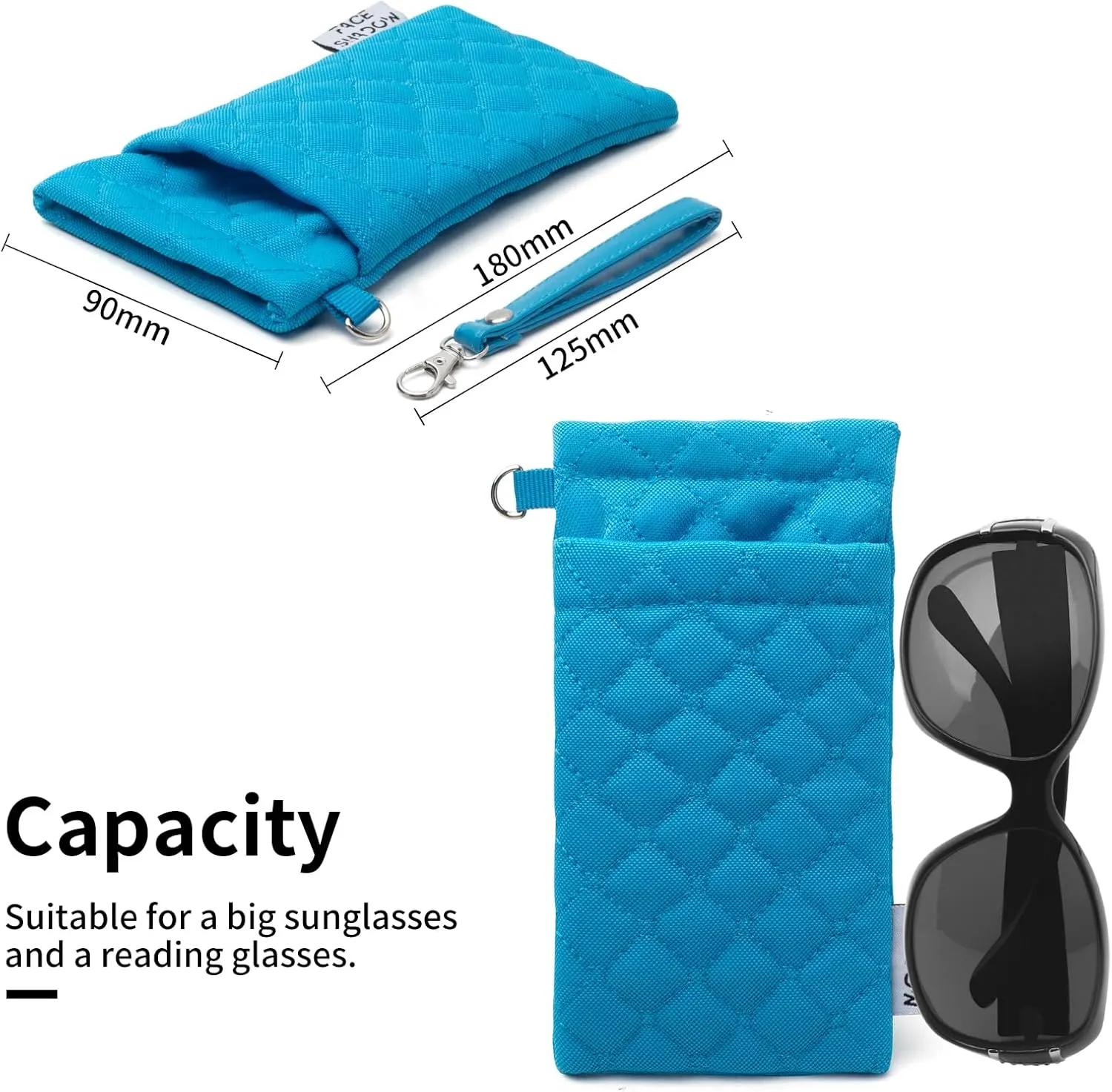 Face Shadow Double Glasses Case Soft Eyeglass Case For Women Men Squeeze Top Sunglasses Case With Cleaning Cloth