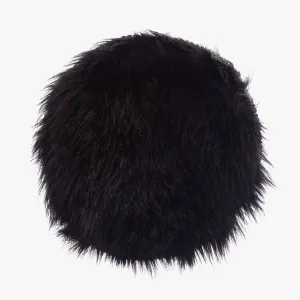 Faux Fur Area Rug / Chair Pad (Size 30 x 30 cm, Black)