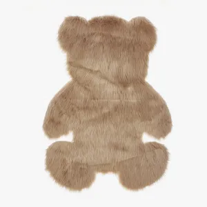 Faux Fur Long Pile Bear Area Rug (Size 90 x 120 cm, Brown)