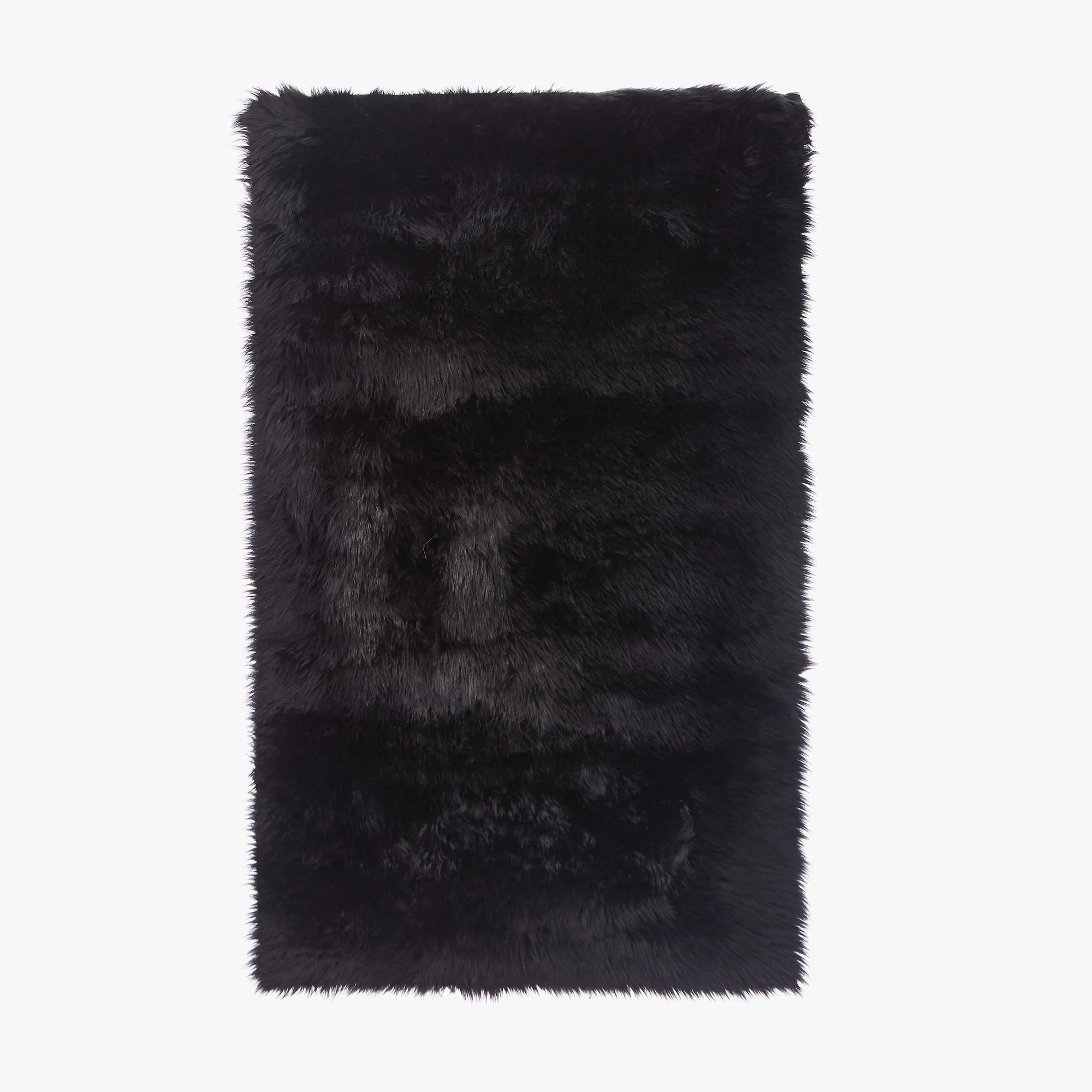 Faux Fur Long Pile Shaggy Area Rug (Size 120 x 180 cm, Black)
