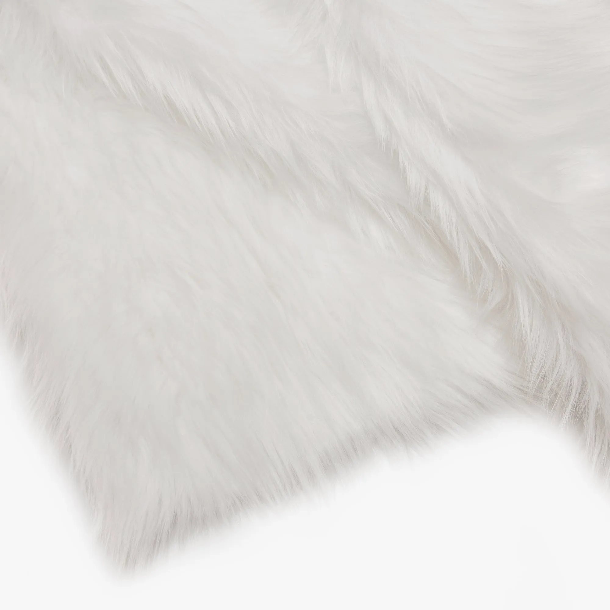 Faux Fur Long Pile Shaggy Area Rug (Size 120 x 180 cm, White)