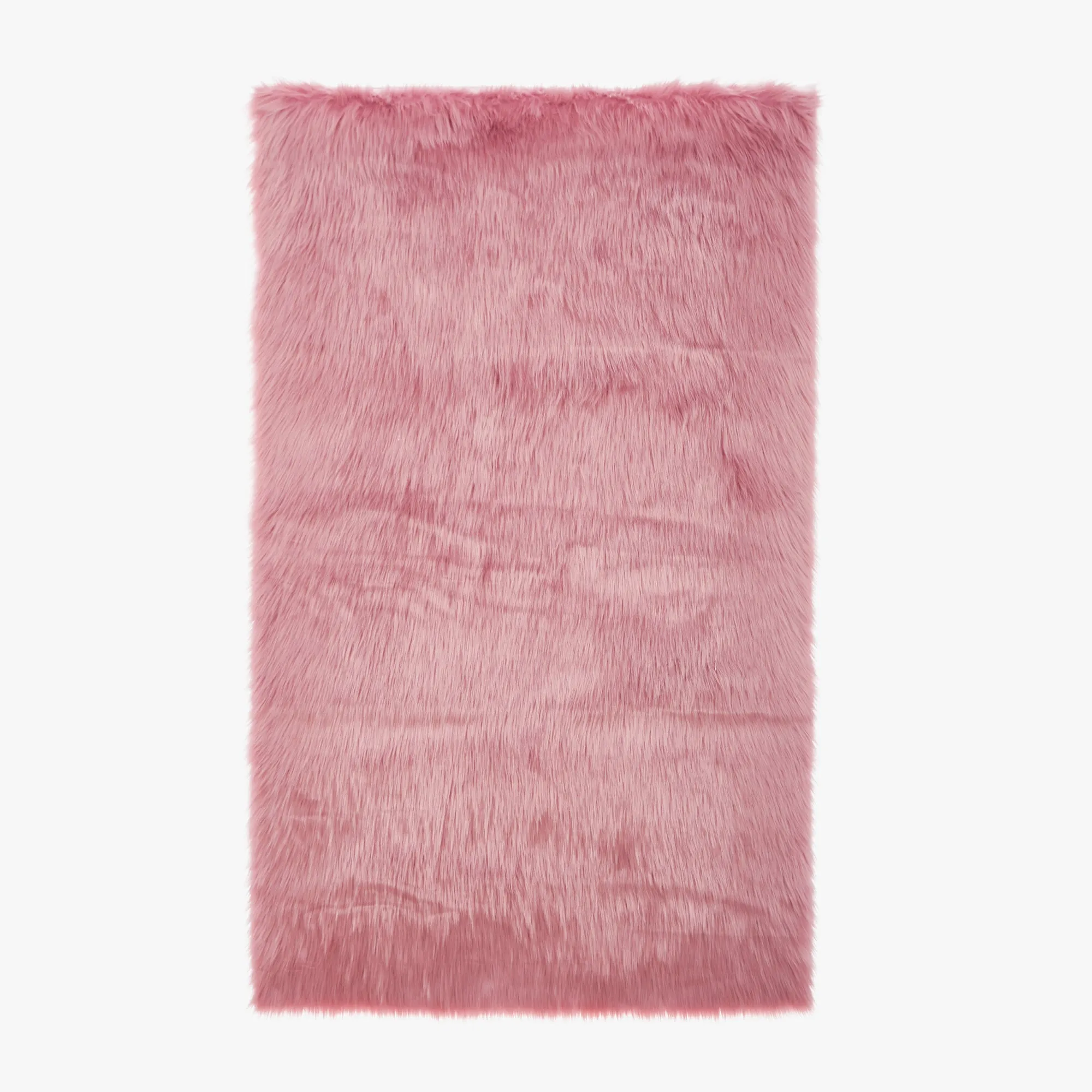 Faux Fur Long Pile Shaggy Area Rug (Size 90 x 150 cm, Baby Pink)