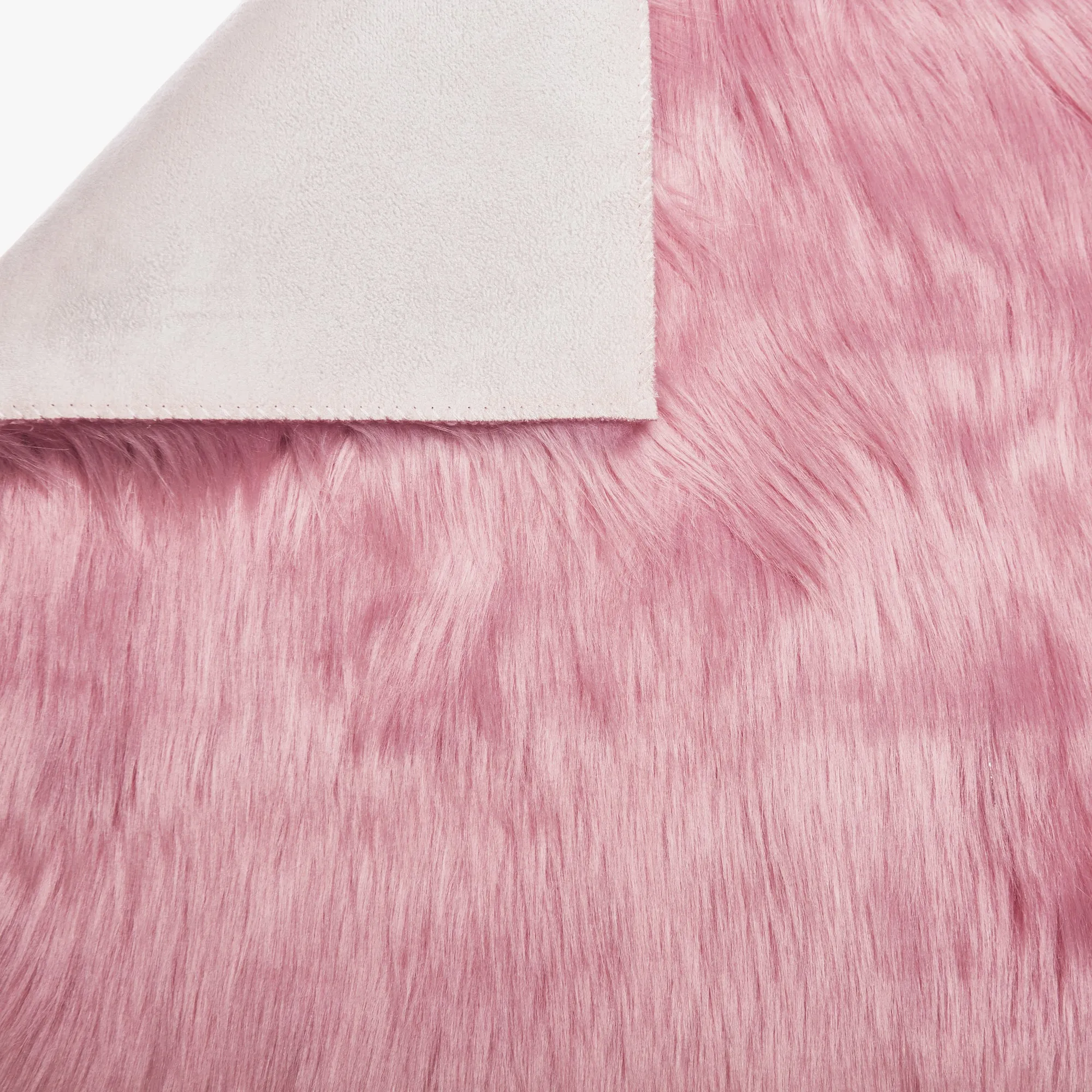 Faux Fur Long Pile Shaggy Area Rug (Size 90 x 150 cm, Baby Pink)