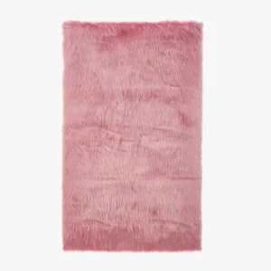Faux Fur Long Pile Shaggy Area Rug (Size 90 x 150 cm, Baby Pink)