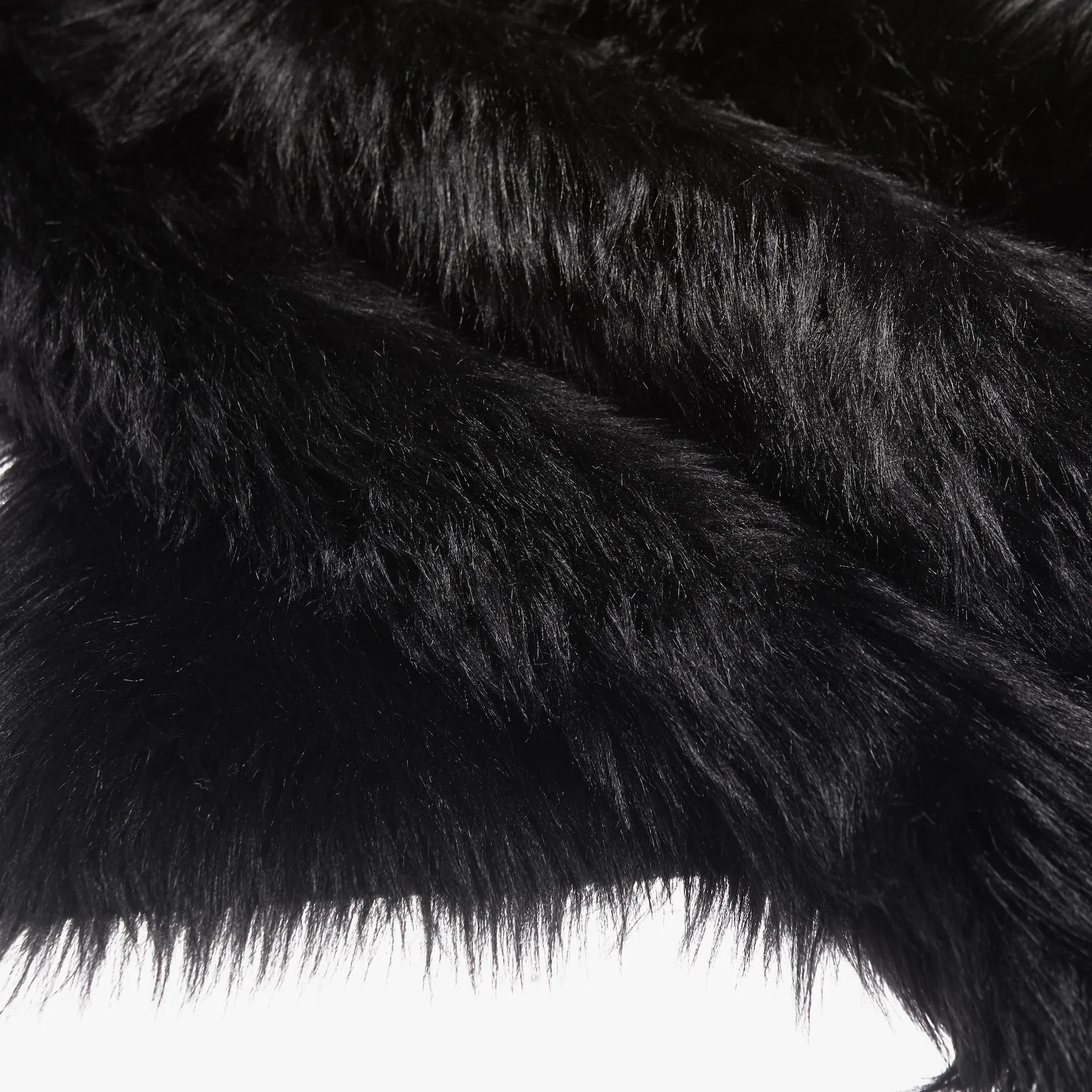 Faux Fur Long Pile Shaggy Area Rug (Size 90 x 150 cm, Black)
