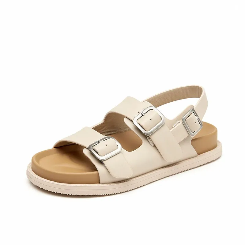 Genuine Leather Outdoor Summer Sandals with Metal Detail