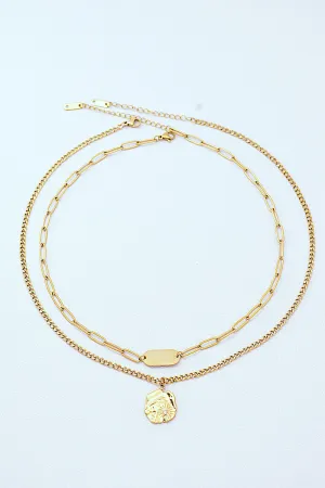 Gold-Plated Double-Layered Pendant Necklace