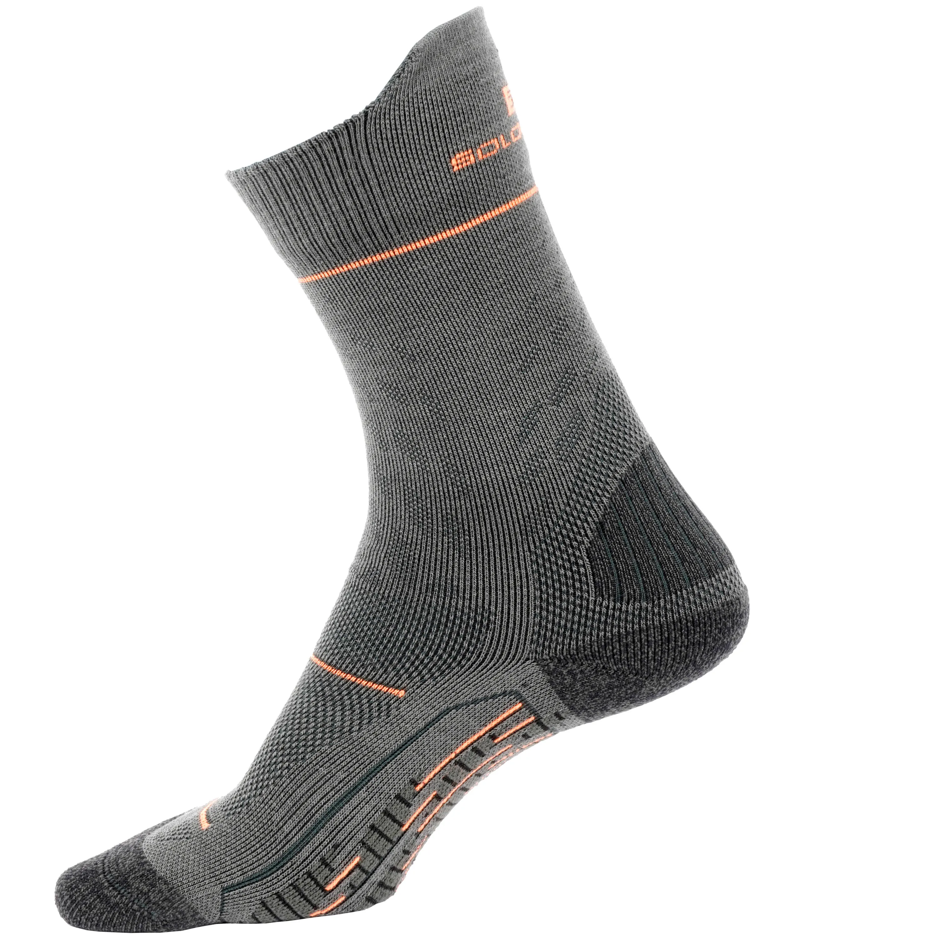 Hunting socks ACT 500 warm black SOLOGNAC black/charcoal/neon blood orange