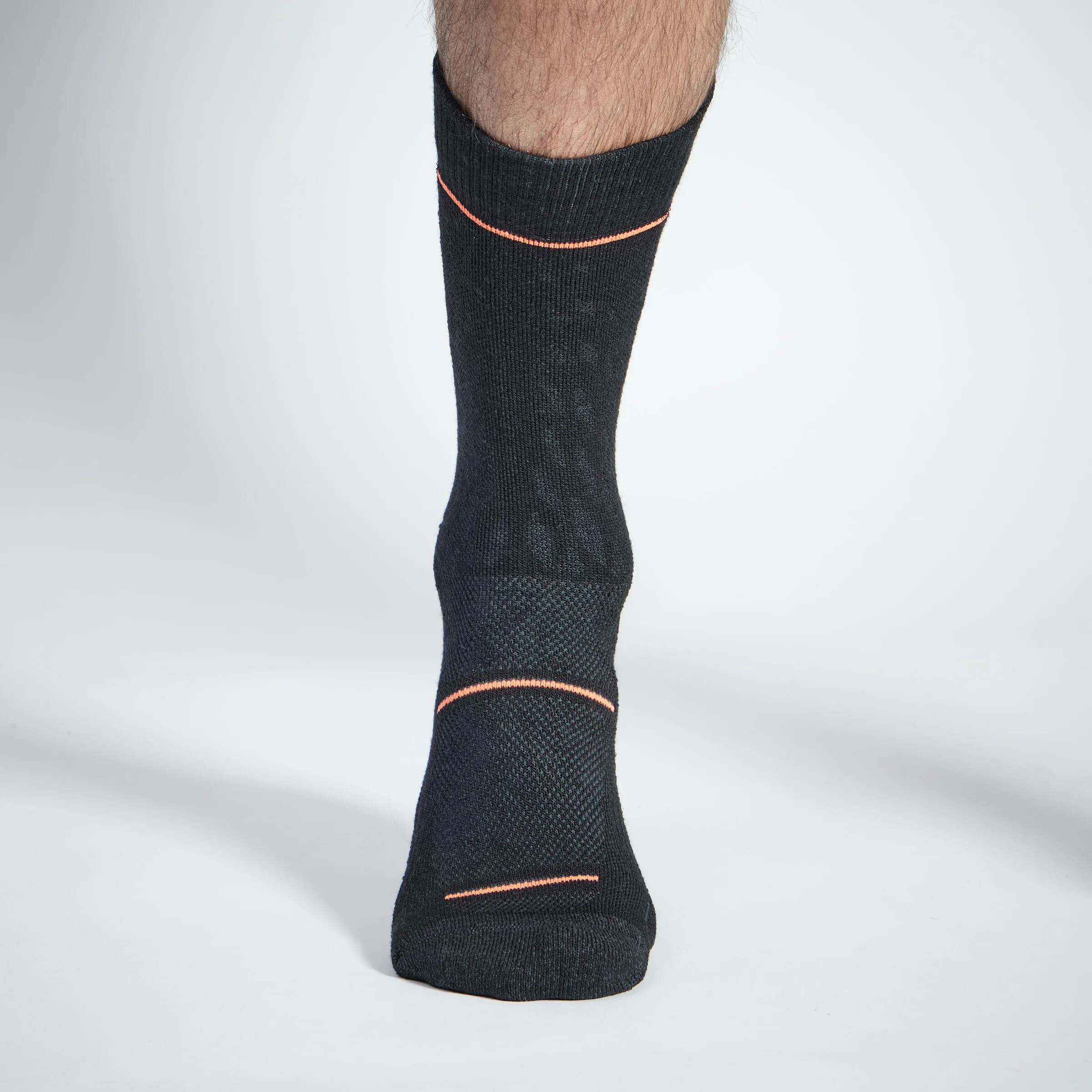 Hunting socks ACT 500 warm black SOLOGNAC black/charcoal/neon blood orange