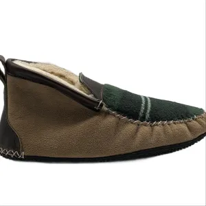 LE Men’s Dorm Boot Slipper: Green Plaid Chestnut
