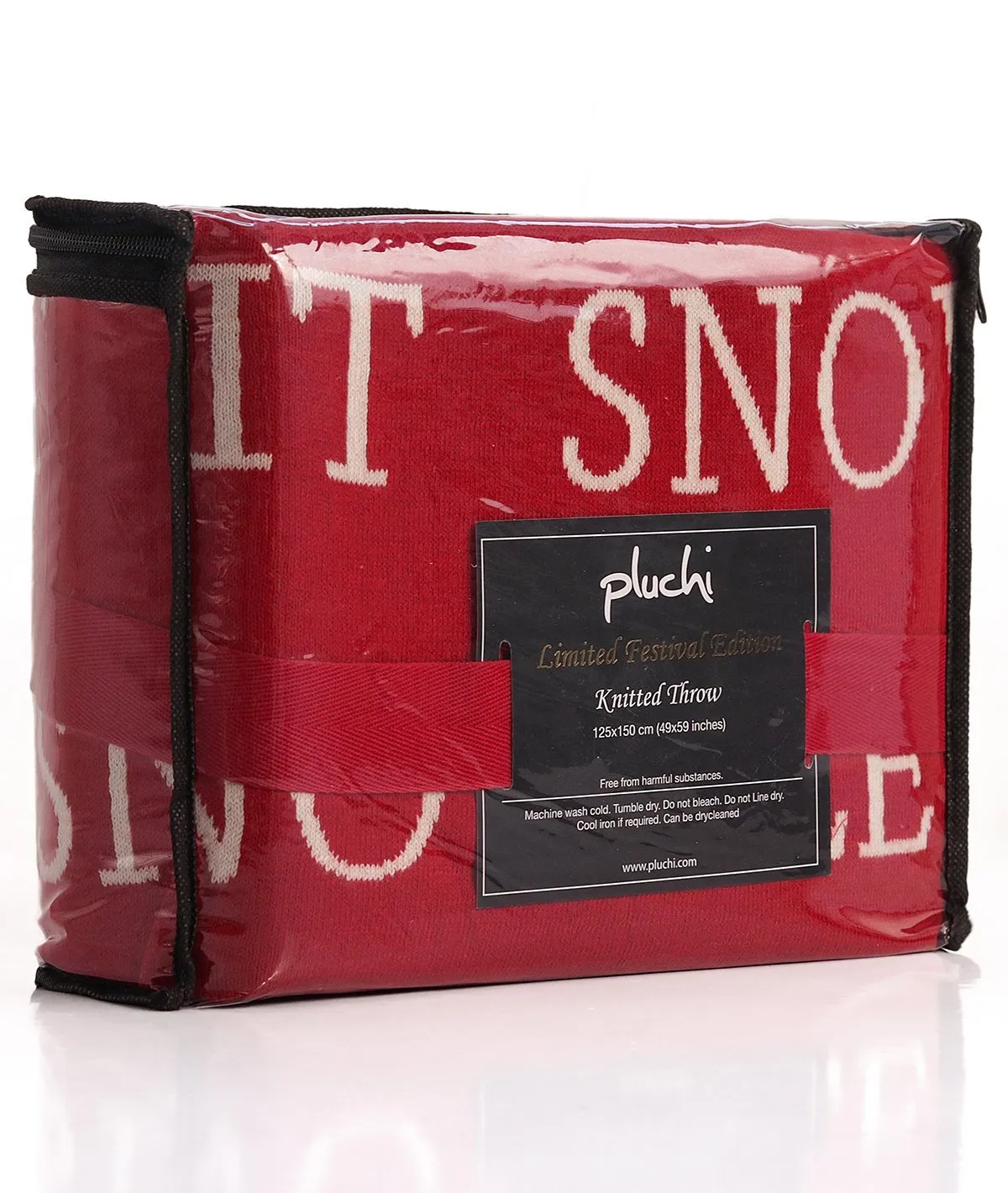 Let it Snow - Red 100% Cotton Knitted All Season AC Throw Blanket
