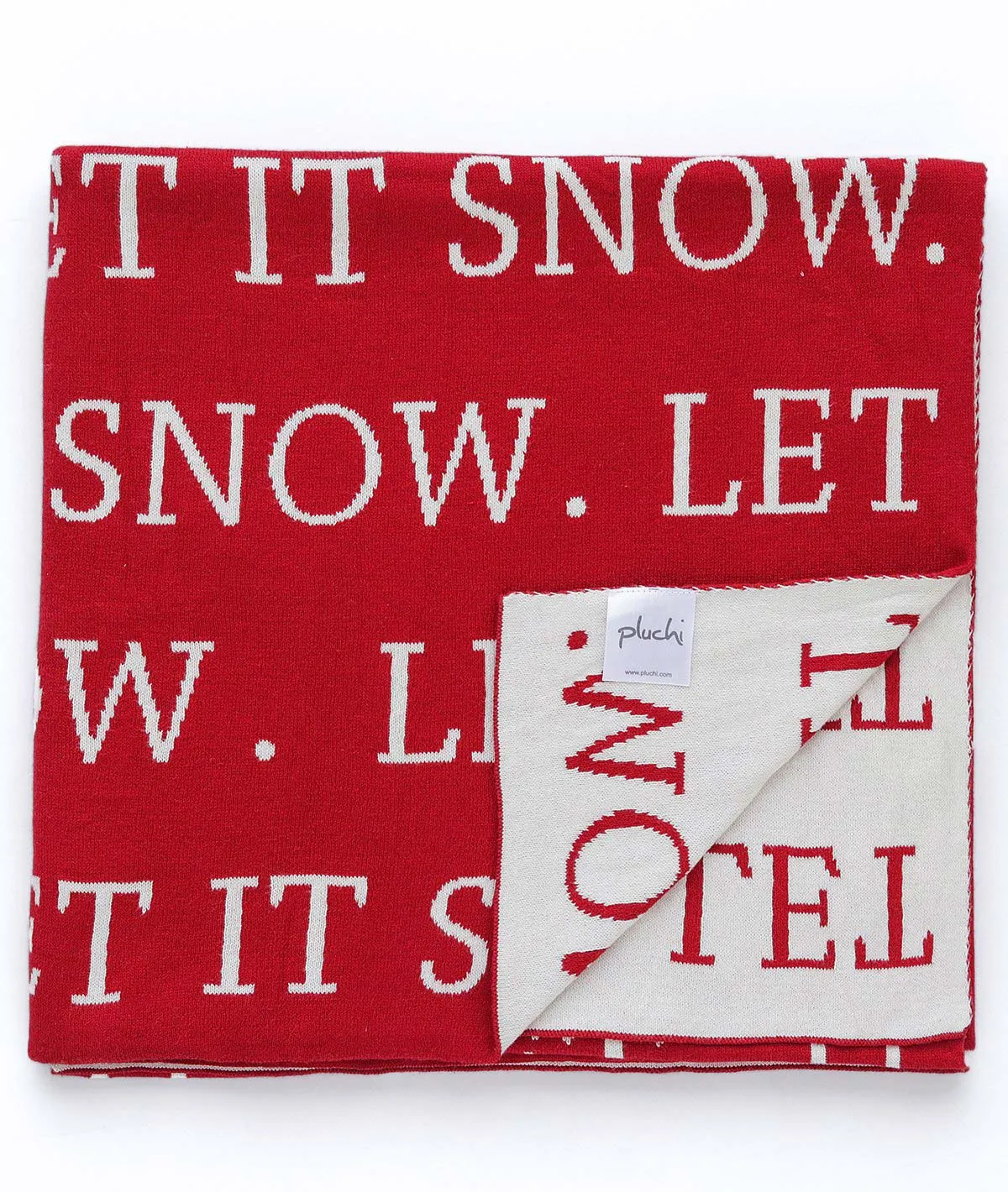 Let it Snow - Red 100% Cotton Knitted All Season AC Throw Blanket