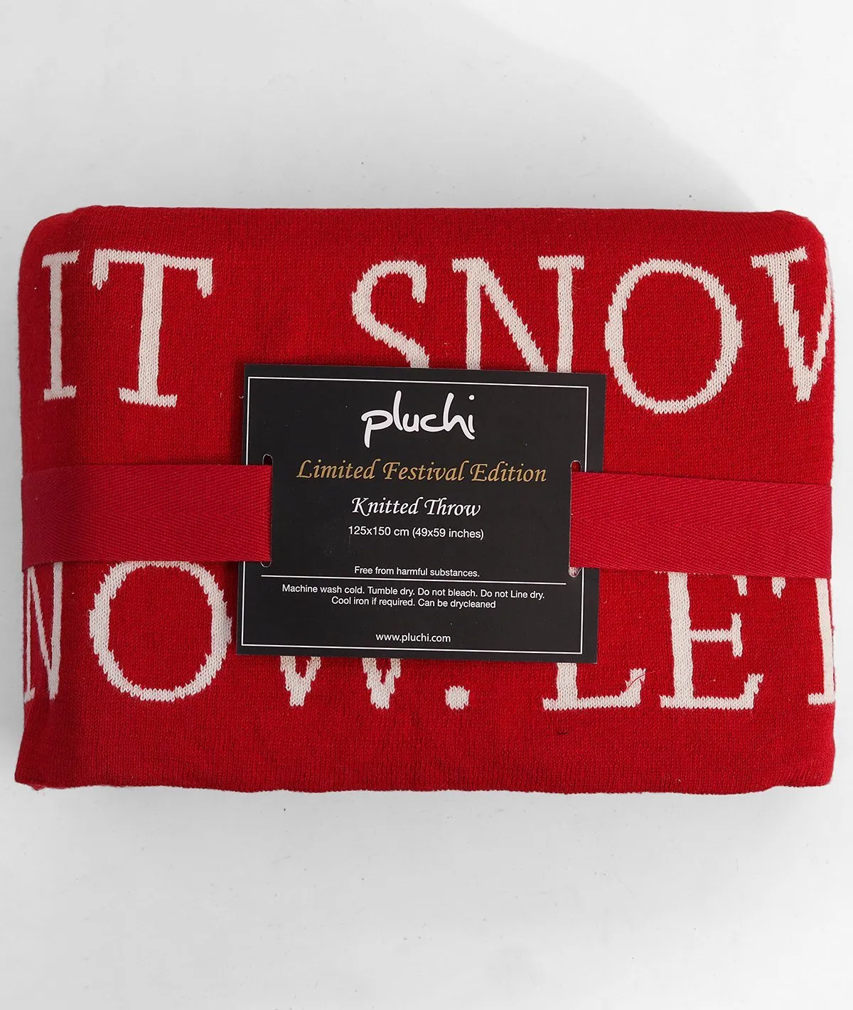 Let it Snow - Red 100% Cotton Knitted All Season AC Throw Blanket