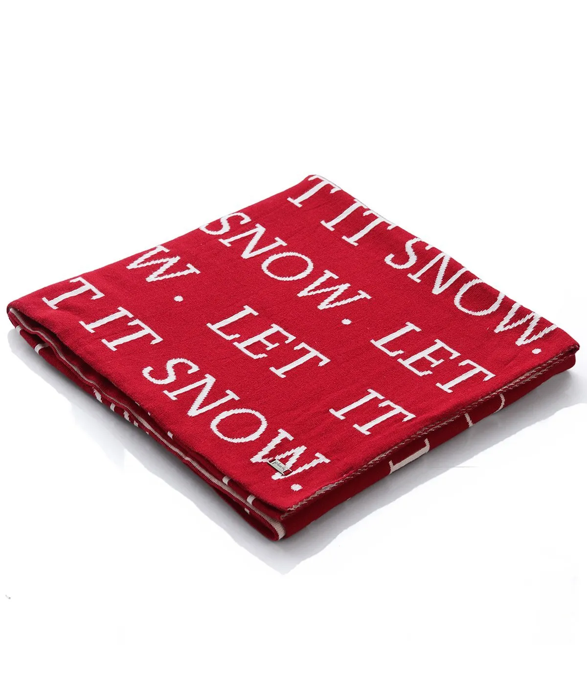 Let it Snow - Red 100% Cotton Knitted All Season AC Throw Blanket