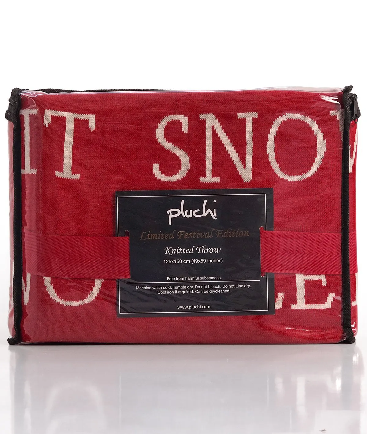 Let it Snow - Red 100% Cotton Knitted All Season AC Throw Blanket