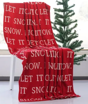 Let it Snow - Red 100% Cotton Knitted All Season AC Throw Blanket