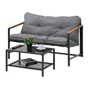 Livsip 2 Piece Outdoor Patio Sofa Set Garden Lounge Setting Furniture