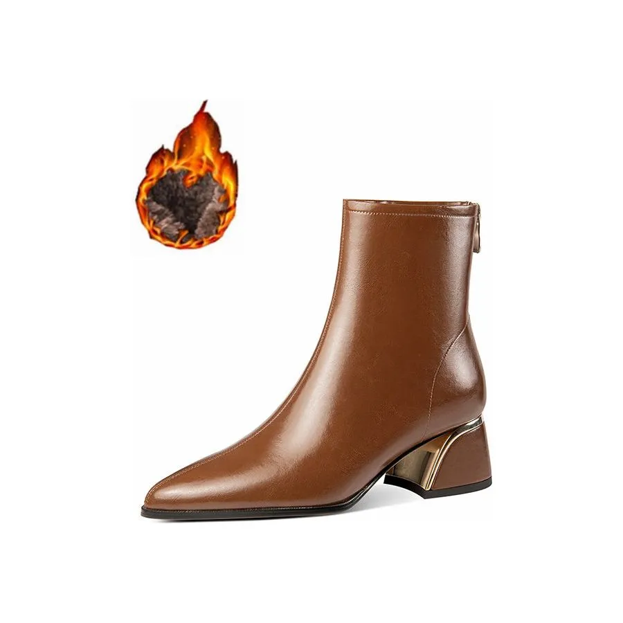 LuxeRetro Pointed Toe Zipper Mid-Calf Boots