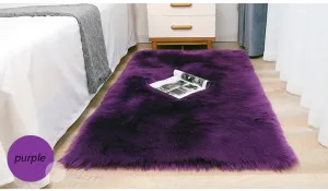 Luxury Super Soft Faux Sheepskin Fur Purple Area Rugs for Bedside Floor Mat Plush Sofa Cover Seat Pad for Bedroom