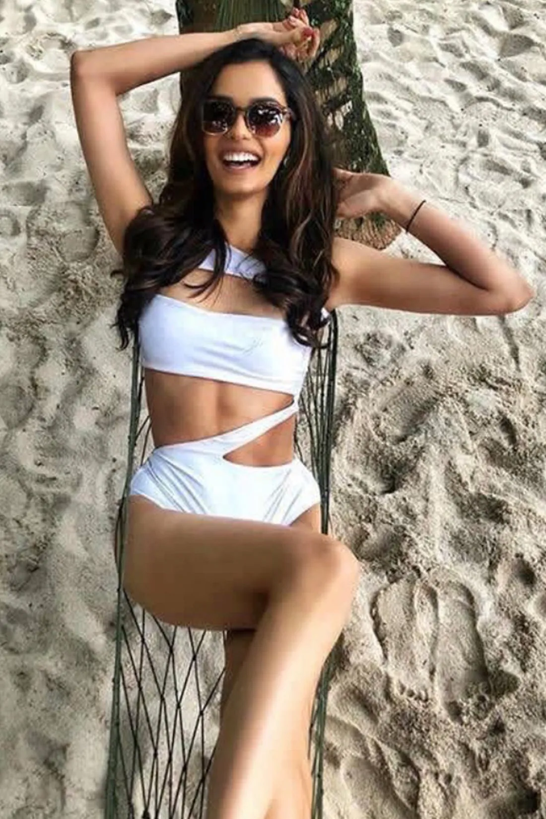Manushi Chhillar In Nargis One Shoulder Monokini-White