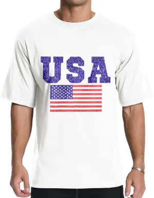 Men's Graphic Tees, Short Sleeve USA Flag Crewneck Casual American Patriotic Regular T-Shirt for Men