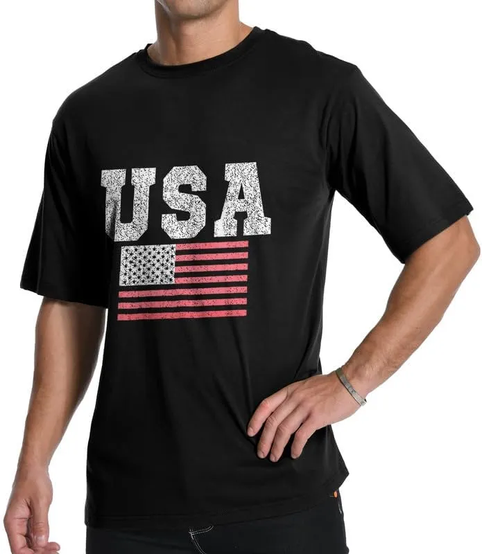 Men's Graphic Tees, Short Sleeve USA Flag Crewneck Casual American Patriotic Regular T-Shirt for Men