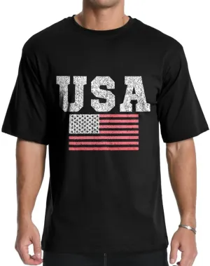 Men's Graphic Tees, Short Sleeve USA Flag Crewneck Casual American Patriotic Regular T-Shirt for Men