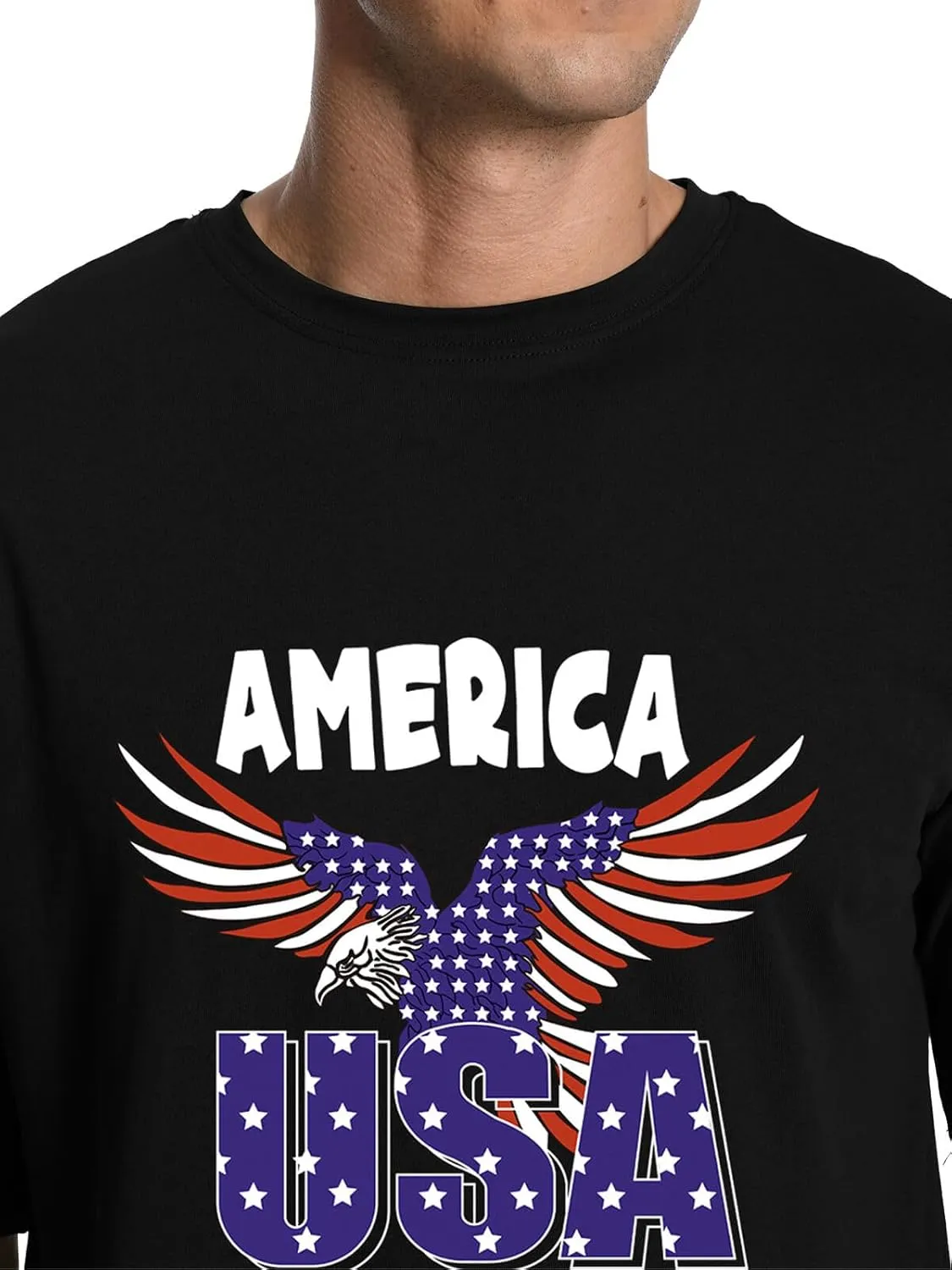 Men's Graphic Tees, Short Sleeve USA Flag Crewneck Casual American Patriotic Regular T-Shirt for Men